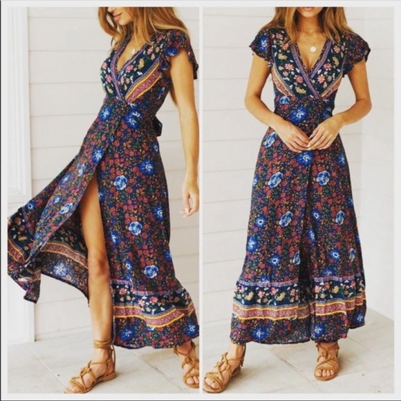🎉HPx2🎉Boho Maxi Wrap Dress - on ‘Dead to Me’ - Picture 5 of 15